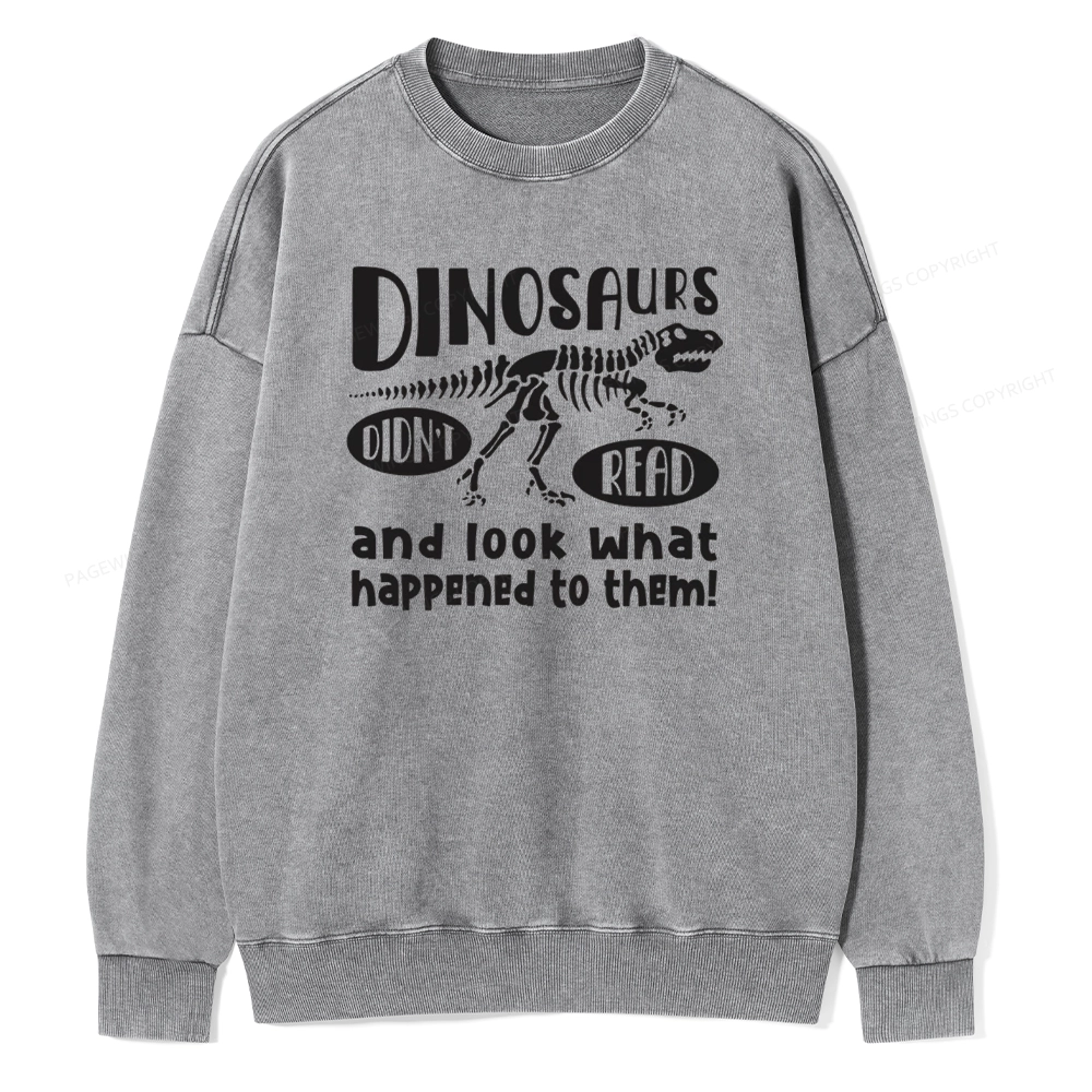 Pagewing Dinosaurs Look What Happened to Them Unisex Washed Sweatshirt