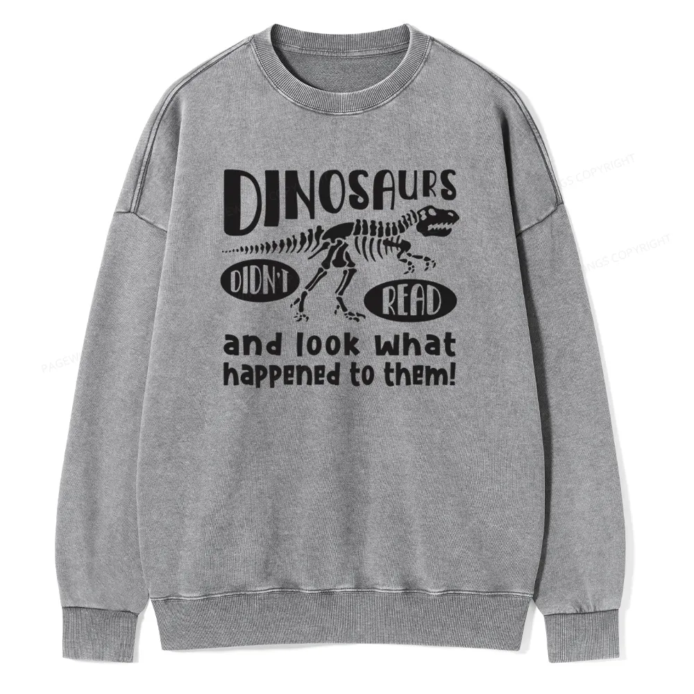 Pagewing Dinosaurs Look What Happened to Them Unisex Washed Sweatshirt