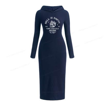 Pagewings Hell Is Empty And All The Devils Are Here Hooded Knit Dress