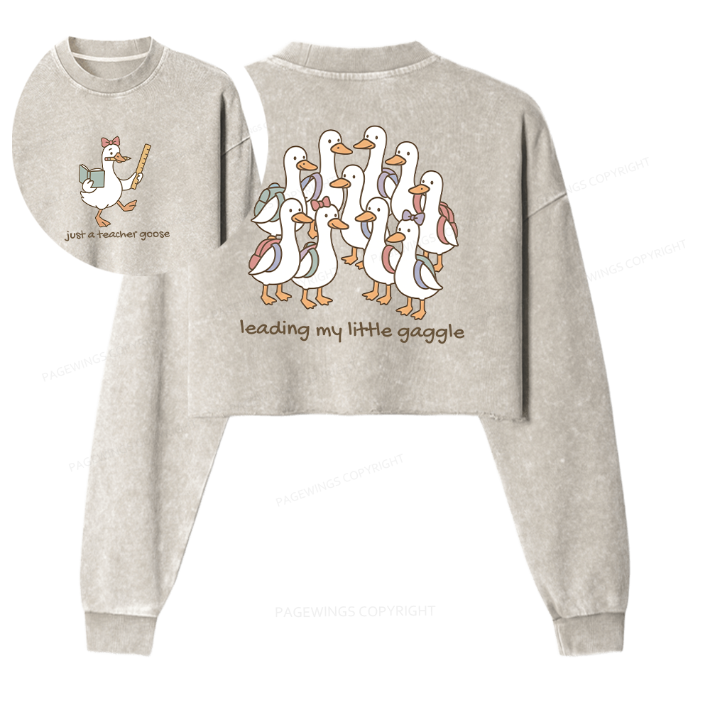 Pagewings Back to School Washed Crop Sweatshirt
