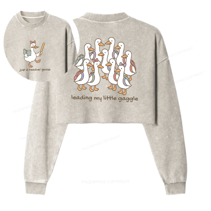 Pagewings Back to School Washed Crop Sweatshirt