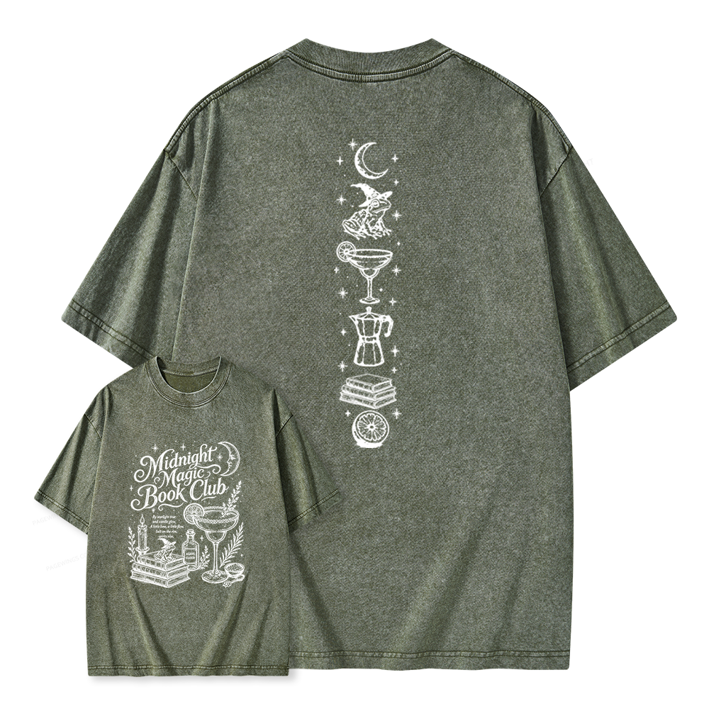 Pagewings Midnight Magic Book Club Unisex Washed T-shirt