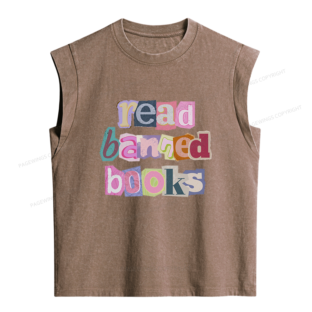 Pagewings Read Banned Books Women's Washed Tank Top