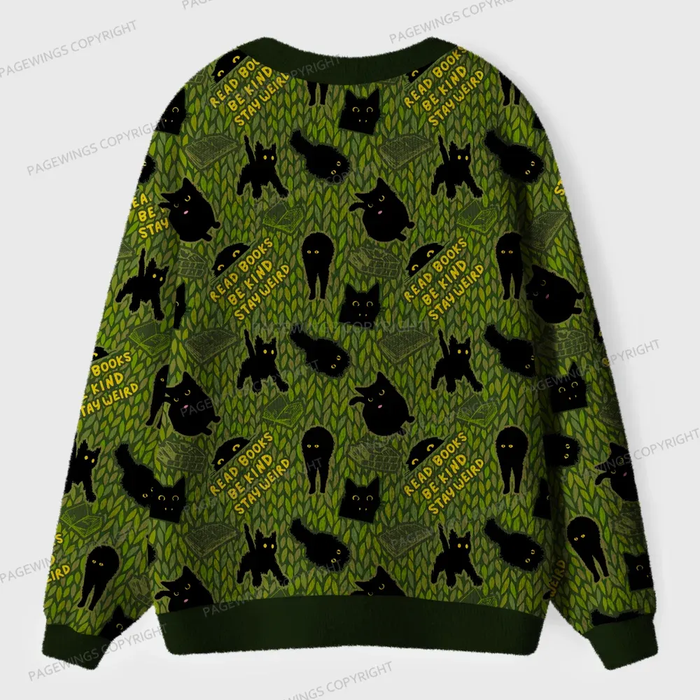 Pagewings Read Books Be Kind Stay Weird Unisex Ugly Cardigan Sweaters
