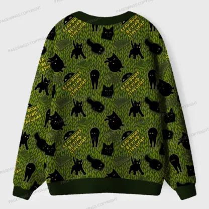 Pagewings Read Books Be Kind Stay Weird Unisex Ugly Cardigan Sweaters