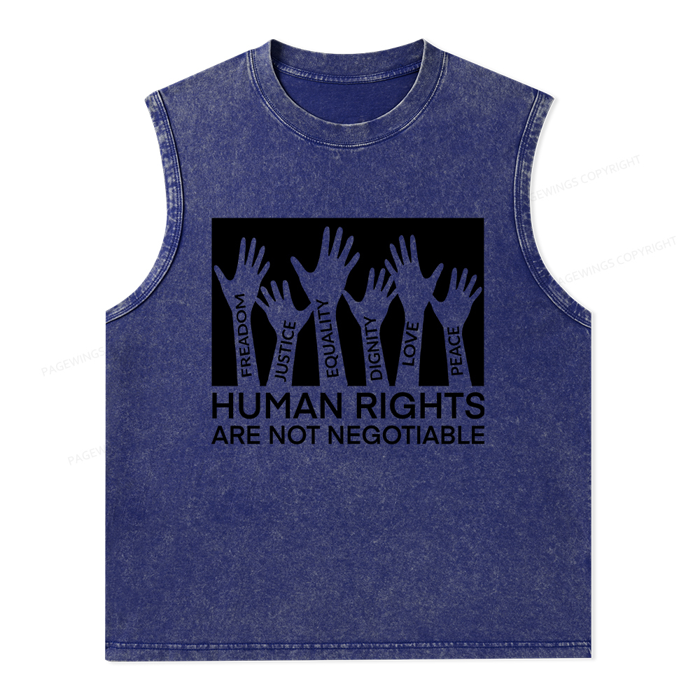 Pagewings Human Rights Are Not Negotiable Unisex Washed Tank Top