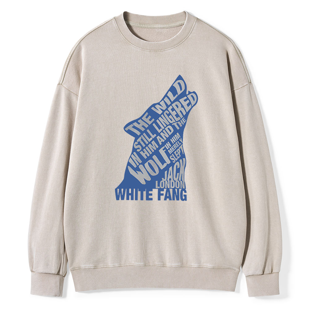 Pagewings White Fang by Jack London Blue Book Quote Unisex Washed Sweatshirt