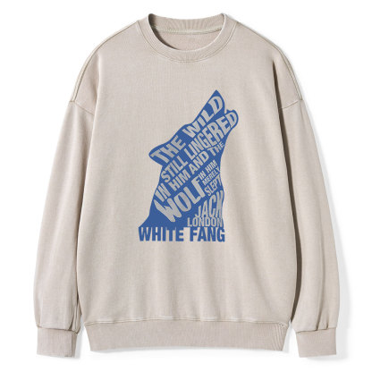 Pagewings White Fang by Jack London Blue Book Quote Unisex Washed Sweatshirt