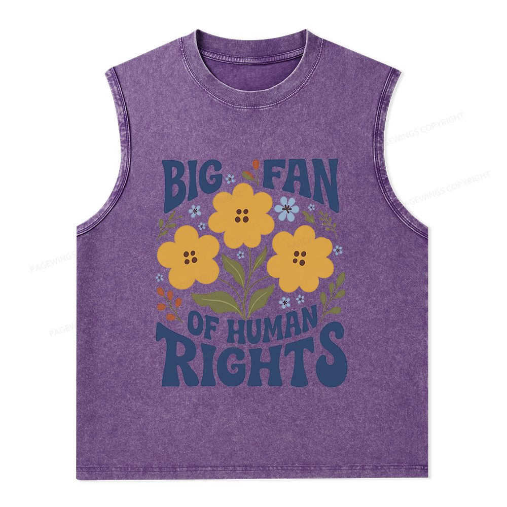 Pagewings Big Fan of Human Rights Unisex Washed Tank Top