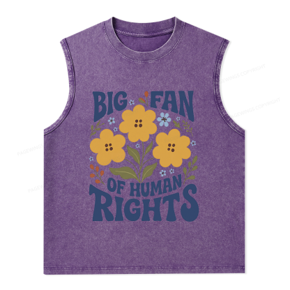 Pagewings Big Fan of Human Rights Unisex Washed Tank Top