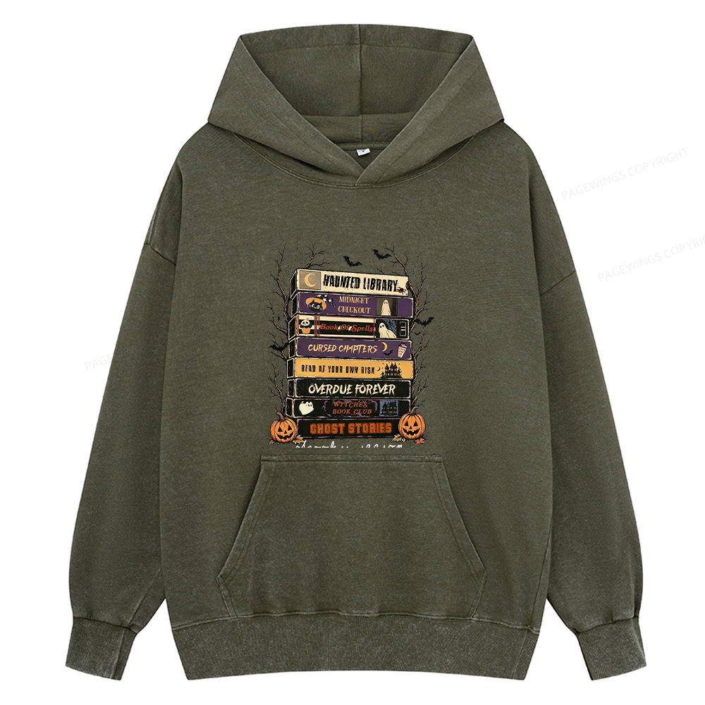 Pagewings Vintage Halloween Unisex Washed Hoodie