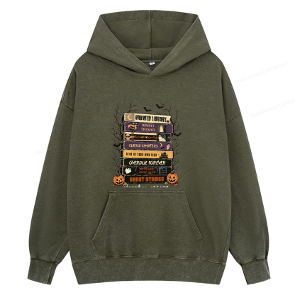 Pagewings Vintage Halloween Unisex Washed Hoodie