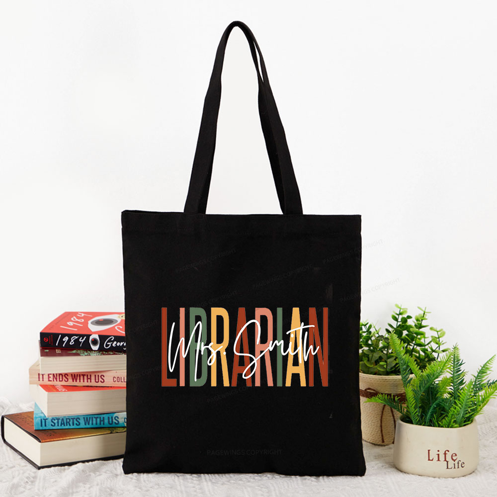 Pagewing Personalized Librarian Tote Bag