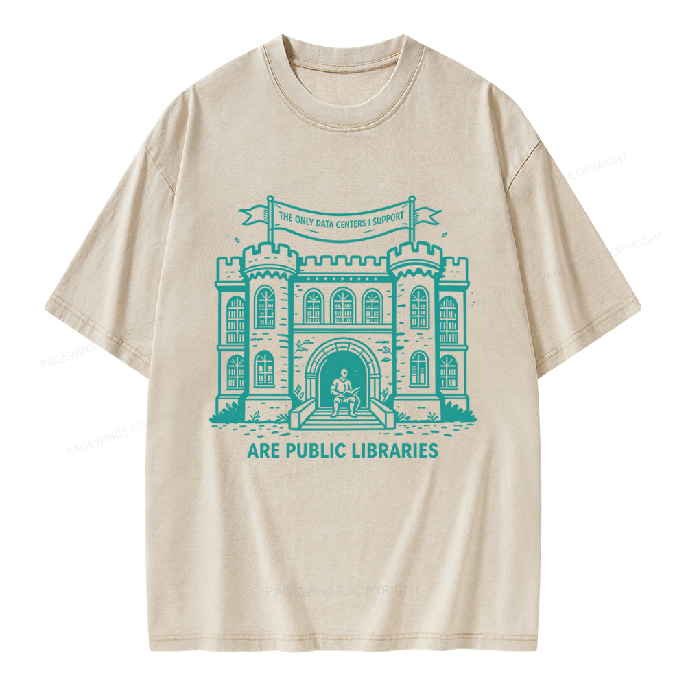Pagewings I Support Are Public Libraries Unisex Washed T-shirt