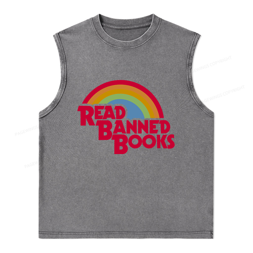 Pagewings Read Banned Books Unisex Washed Tank Top
