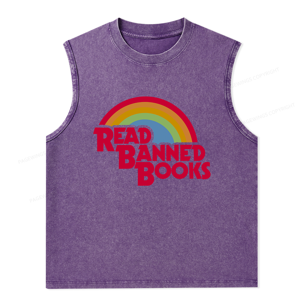 Pagewings Read Banned Books Unisex Washed Tank Top