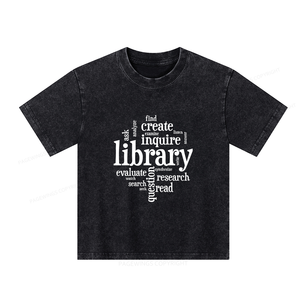 Pagewings Library Unisex Kids Washed T-shirt