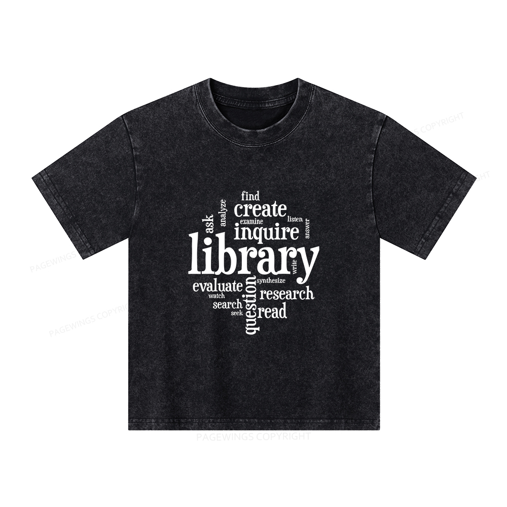 Pagewings Library Unisex Kids Washed T-shirt