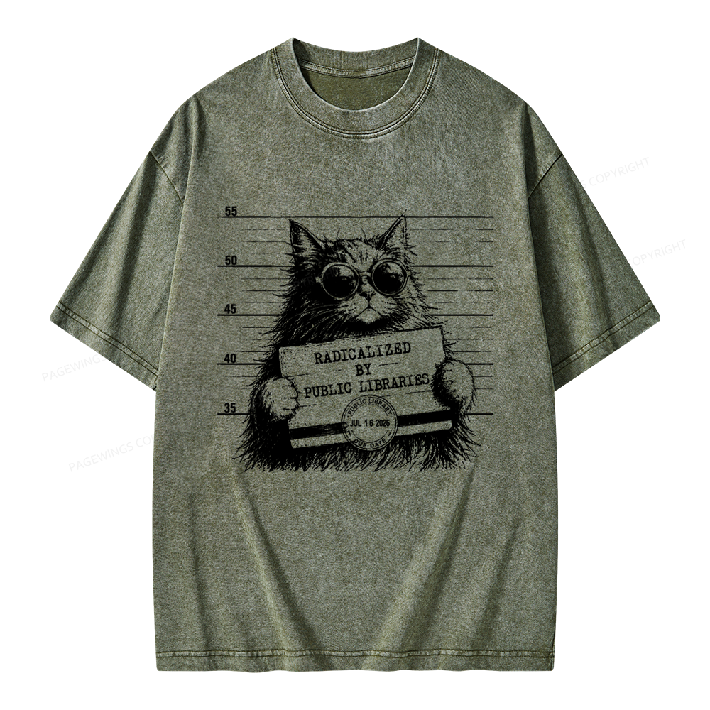 Pagewings Radicalized By Public Libraries Unisex Washed T-shirt