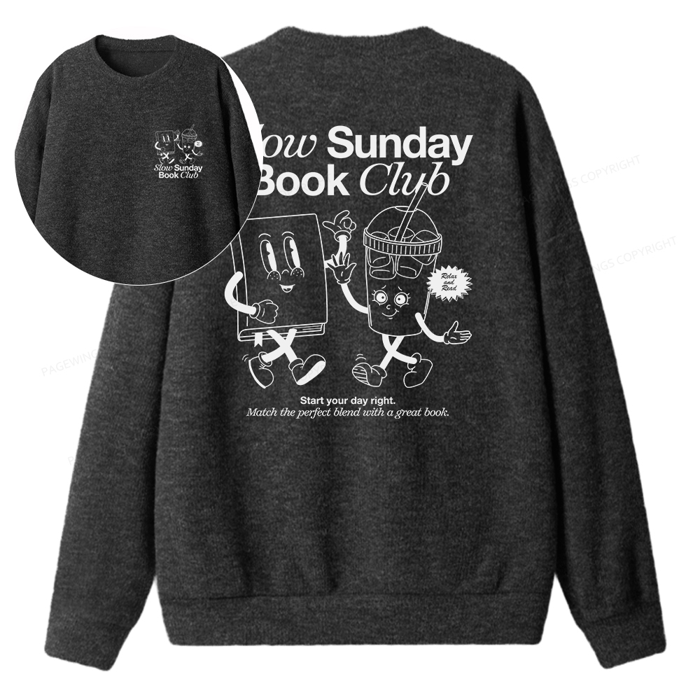 Pagewings Slow Sunday Book Club Unisex Knit Sweatshirt