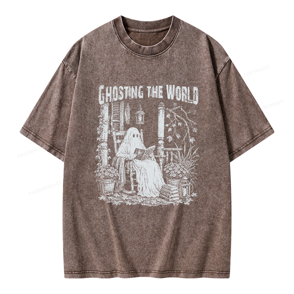 Pagewings Ghosting The World Unisex Washed T-shirt