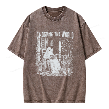 Pagewings Ghosting The World Unisex Washed T-shirt