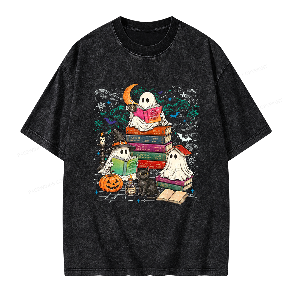Pagewings Fantasy Ghost Reader Unisex Washed T-shirt