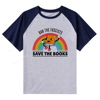 Pagewings Ban The Fascists Save The Books Raglan T-shirt