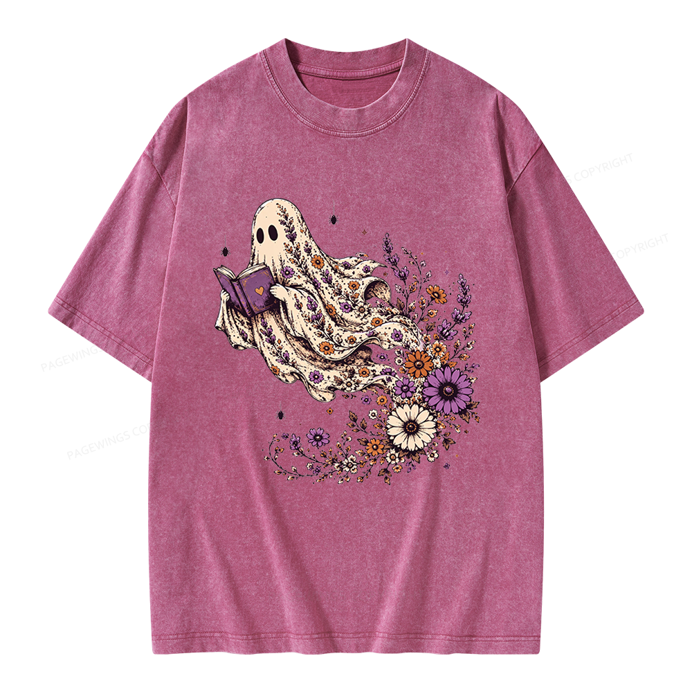 Pagewings Wildflower Ghost Unisex Washed T-shirt