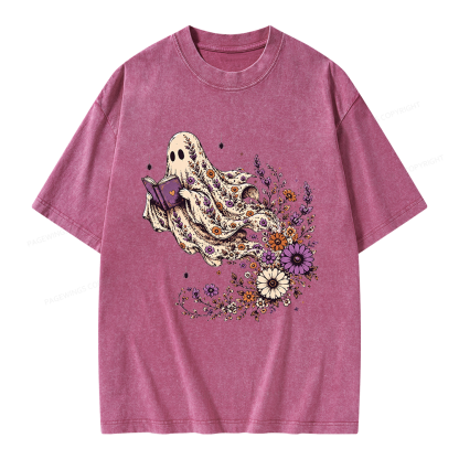 Pagewings Wildflower Ghost Unisex Washed T-shirt