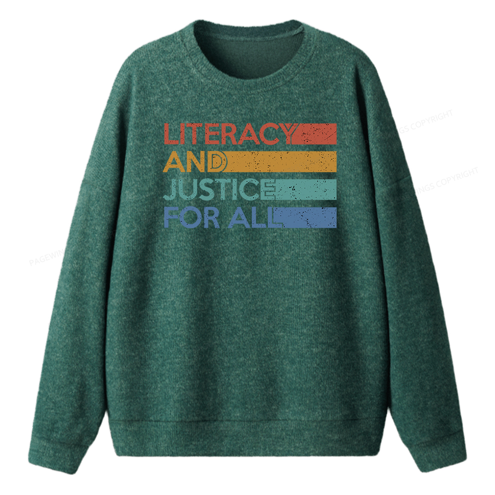 Pagewings Literacy and Justice For All Unisex Knit Sweatshirt