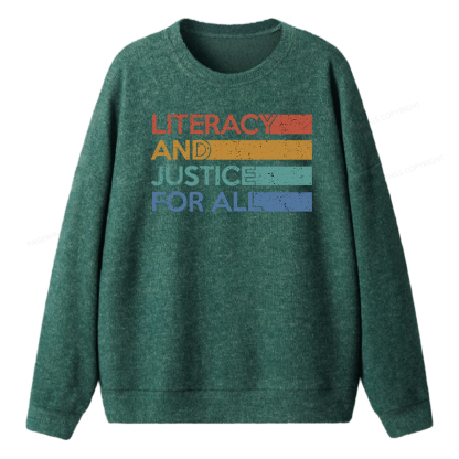 Pagewings Literacy and Justice For All Unisex Knit Sweatshirt