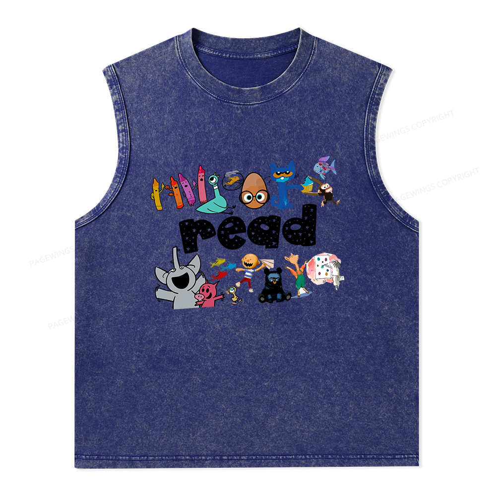 Pagewings Reading Bookish Unisex Washed Tank Top