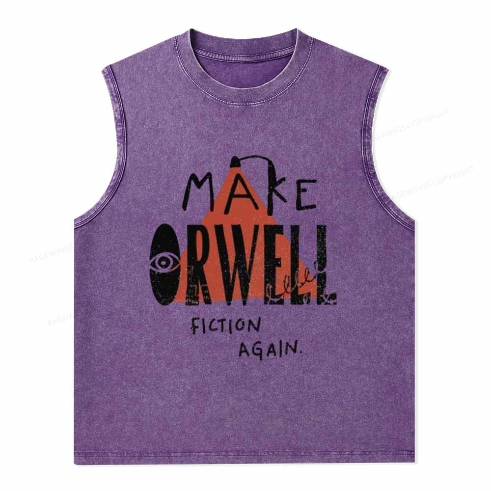 Pagewings Make Orwell Fiction Again Unisex Washed Tank Top