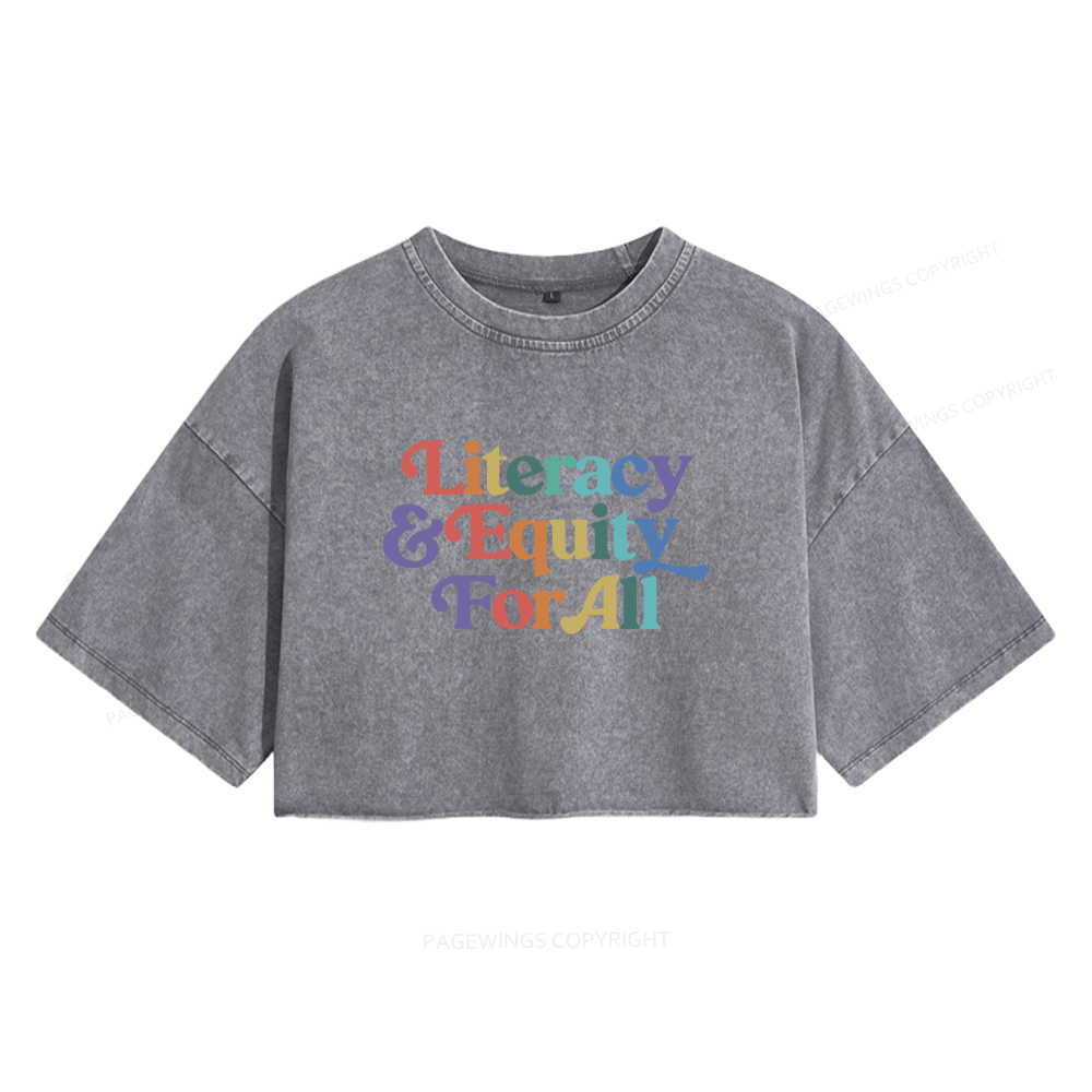 Pagewings Literacy & Equity For All Women's Washed Cropped T-shirt