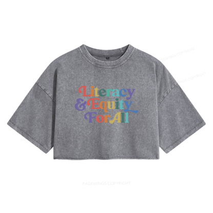Pagewings Literacy & Equity For All Women's Washed Cropped T-shirt