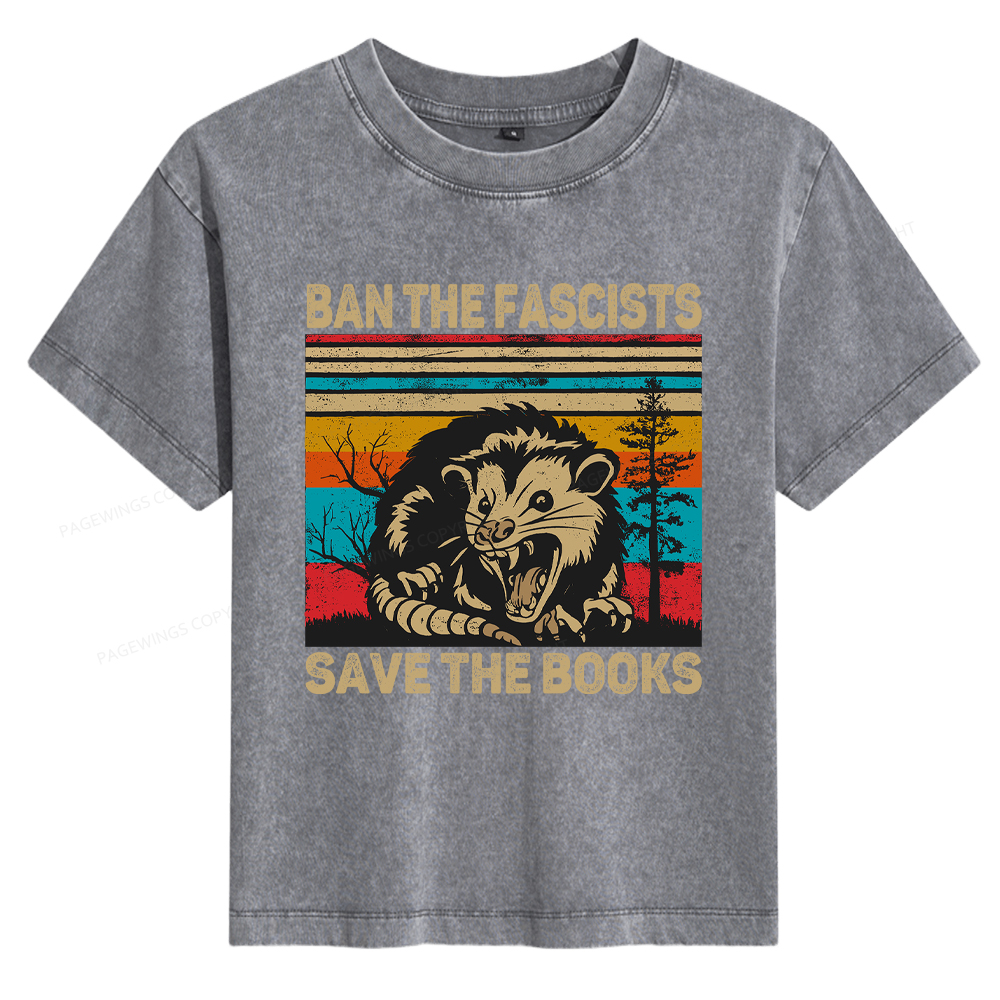 Pagewings Ban The Fascists Save The Books Women's Washed T-shirt