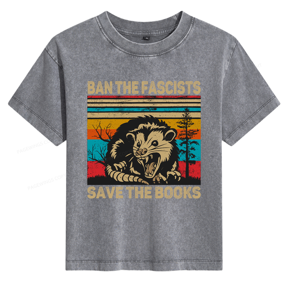 Pagewings Ban The Fascists Save The Books Women's Washed T-shirt
