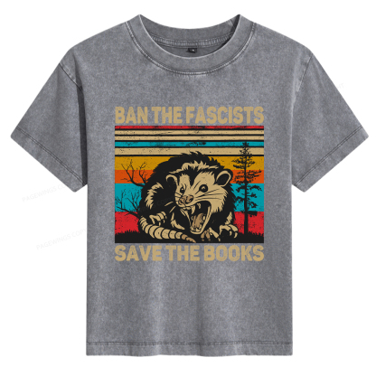 Pagewings Ban The Fascists Save The Books Women's Washed T-shirt