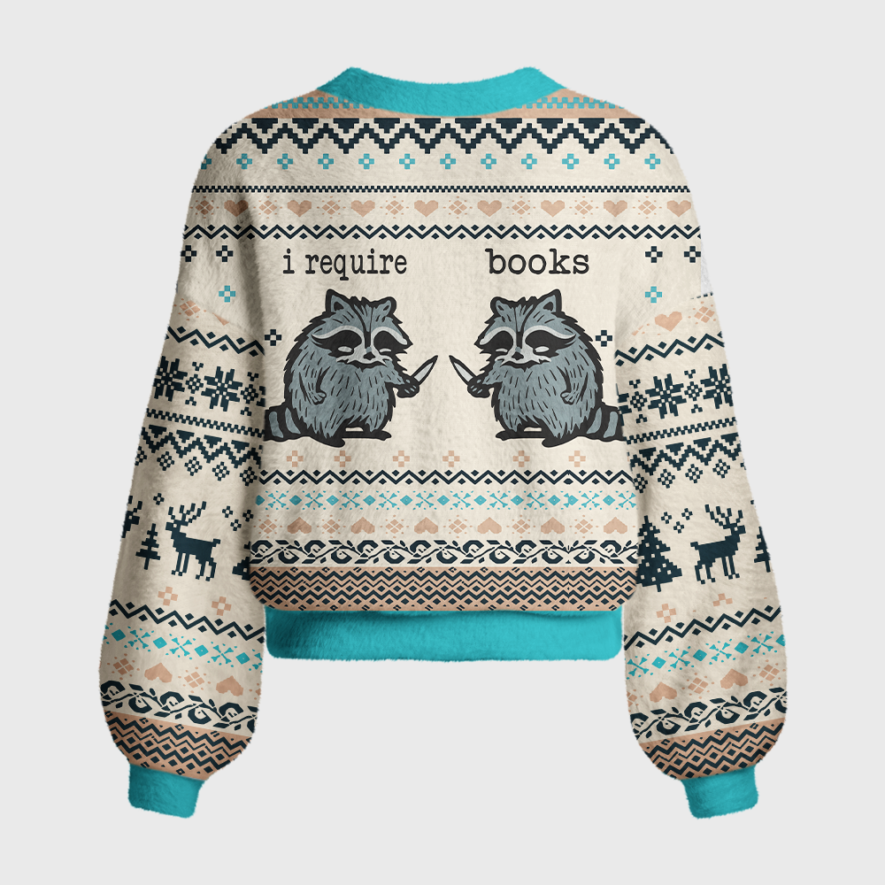 Pagewings I Require Books Women's Cardigan Sweater