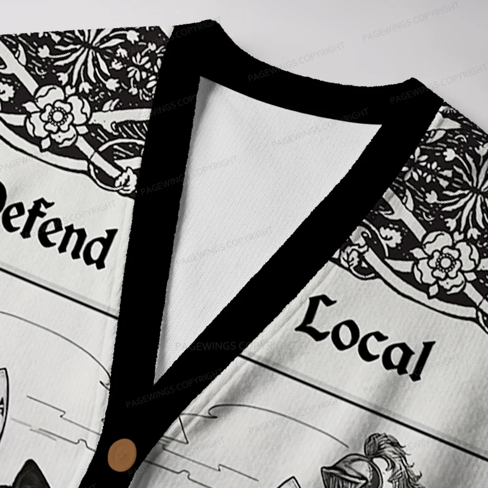 Pagewings Defend Your Local Public Library Unisex Ugly Cardigan Sweaters