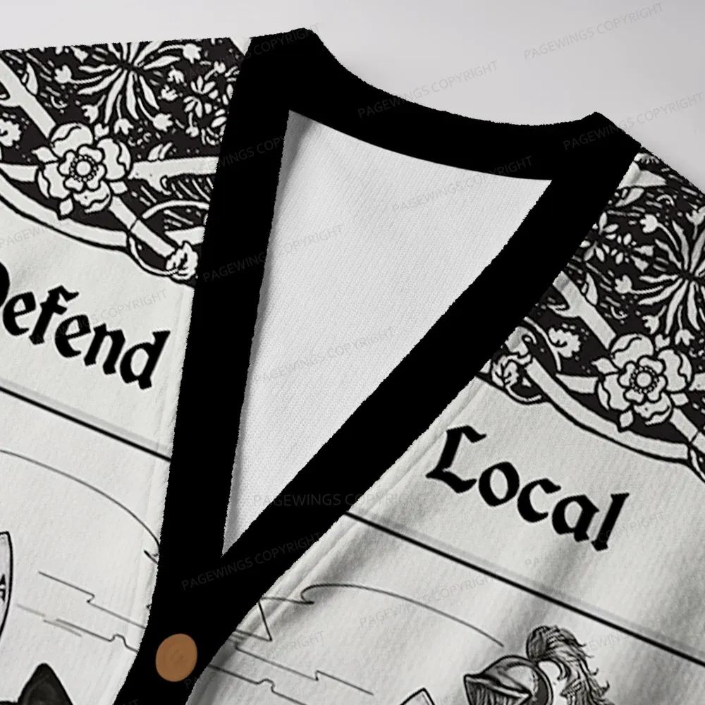 Pagewings Defend Your Local Public Library Unisex Ugly Cardigan Sweaters