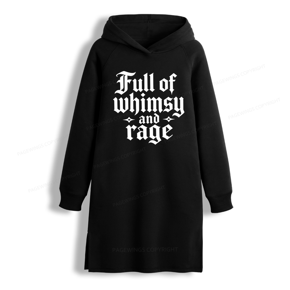 Pagewings Full of Whimsy and Rage Side-Slit Fleece Hoodie Dress