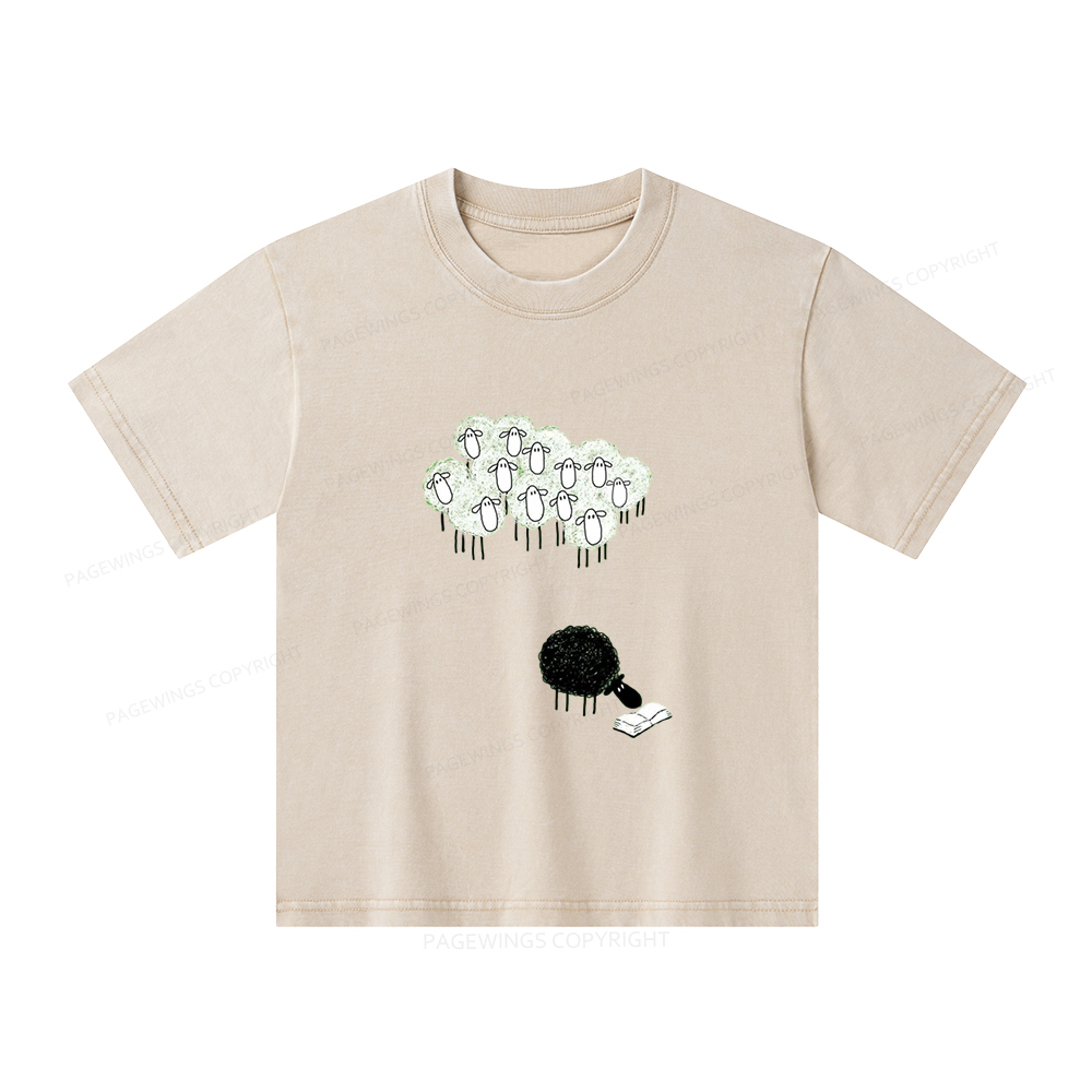 Pagewings Reading Fluffy Flock Unisex Kids Washed T-shirt