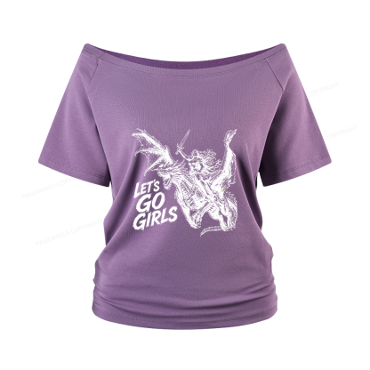 Pagewings Woman Dragon Rider Women Off Shoulder T-shirts