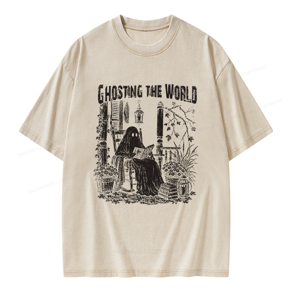 Pagewings Ghosting The World Unisex Washed T-shirt