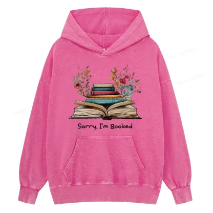 Pagewings Sorry I'm Booked Unisex Washed Hoodie