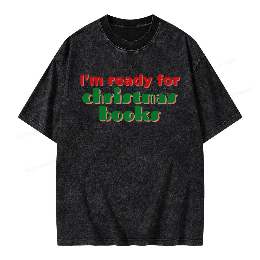 Pagewings Ready for Christmas Books Unisex Washed T-shirt