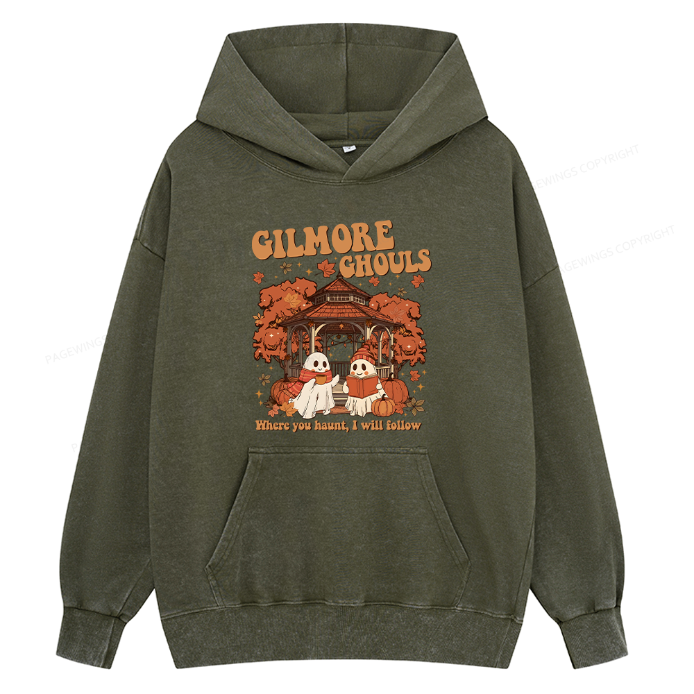 Pagewings Gilmore Ghouls Unisex Washed Hoodie