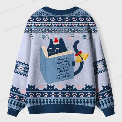 Pagewings Just A Cat Who Loves Reading Unisex Ugly Cardigan Sweaters